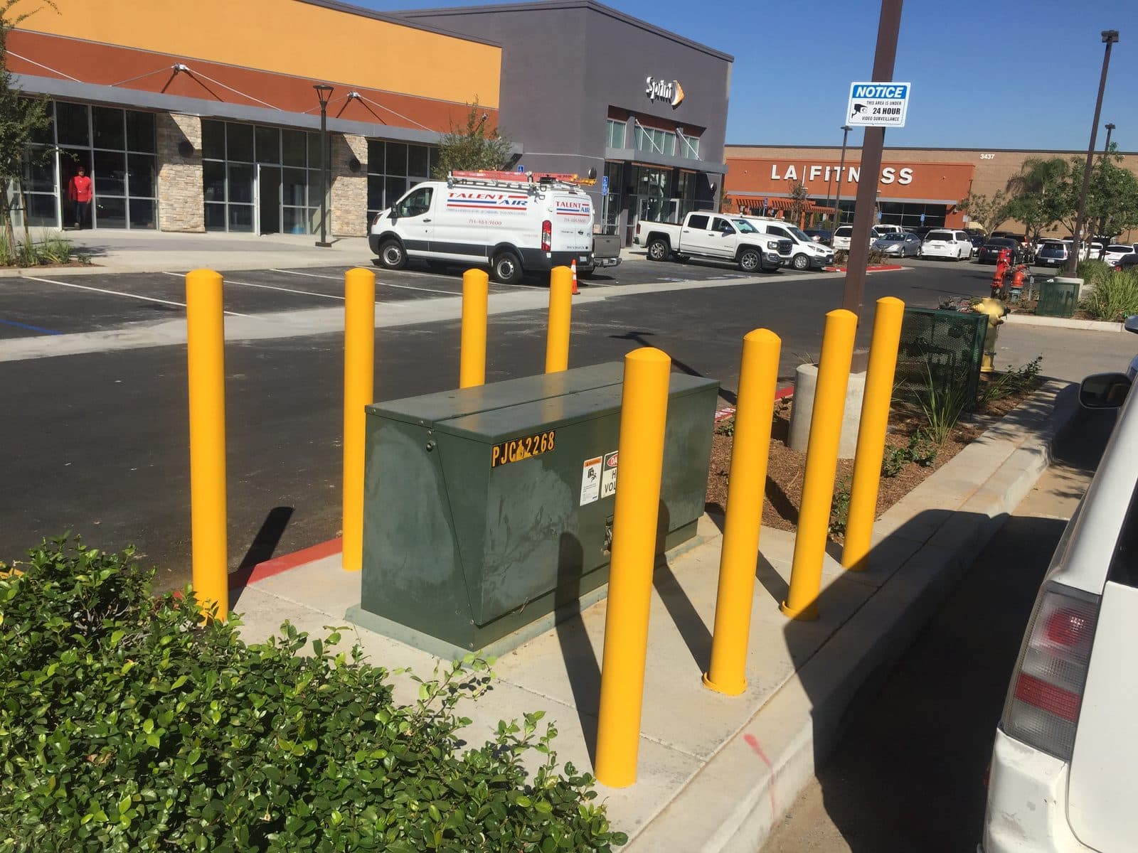 Safety bollards installed at a retail center